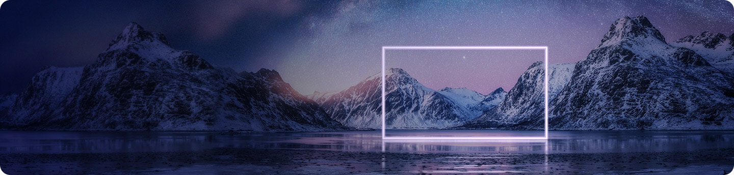 Una parte de una majestuosa cordillera en el fondo se captura en una pantalla con bordes resaltados.